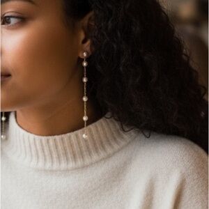 Elegant Gold Pearl Drop Earrings